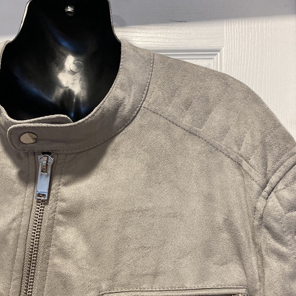 NWOT - Mens River Island Textured Silver Grey Zippered Bomber Jacket - Sz XL* - Picture 12 of 16